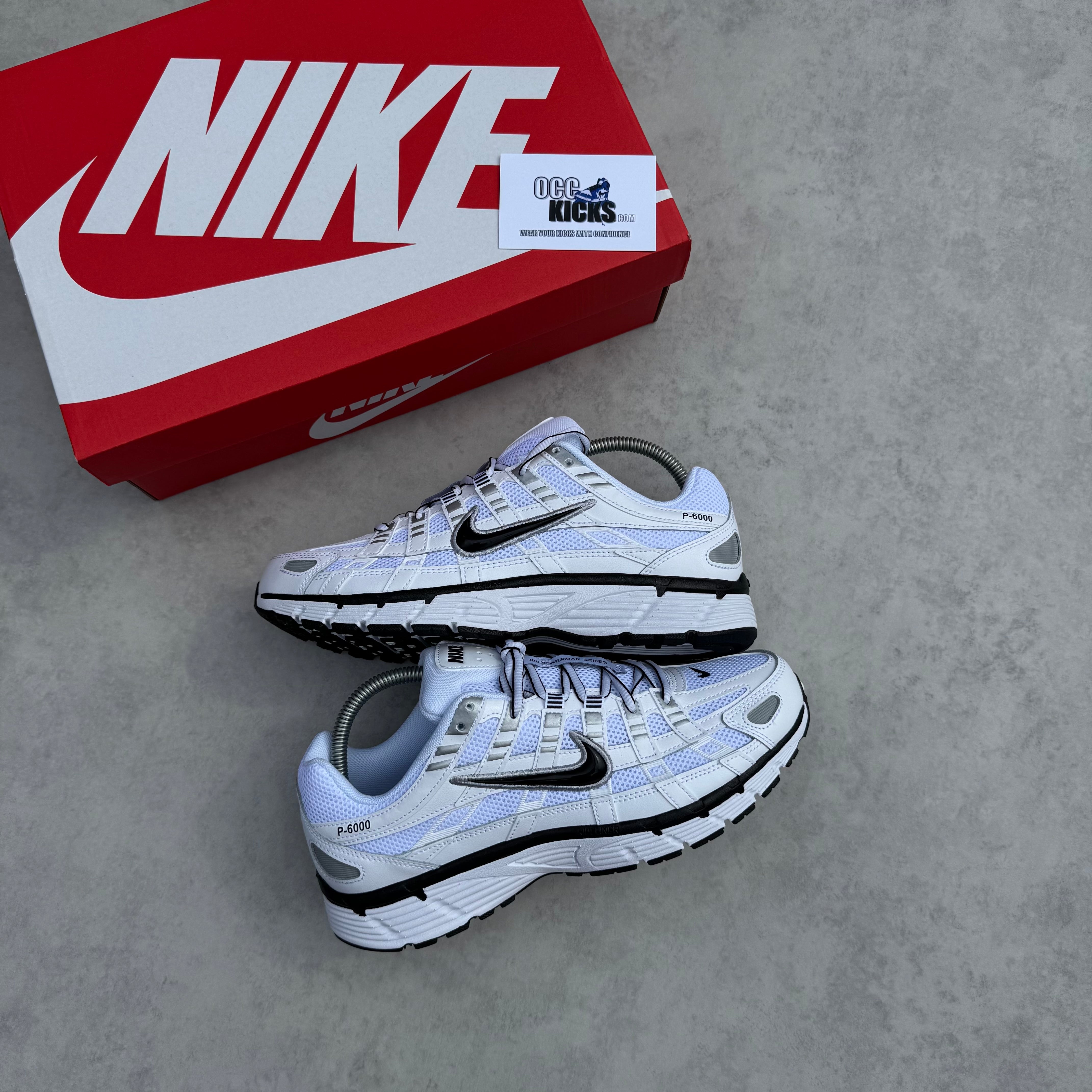 NIKE P-6000 WHITE METALLIC SILVER BLACK